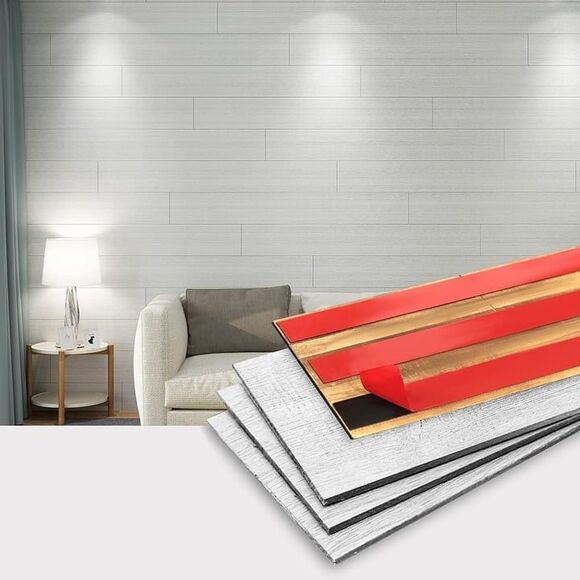 Art3d 10-Sheets Peel and Stick Reclaimed Barn Wood Planks for Wall White-Washed - Picture 1 of 9